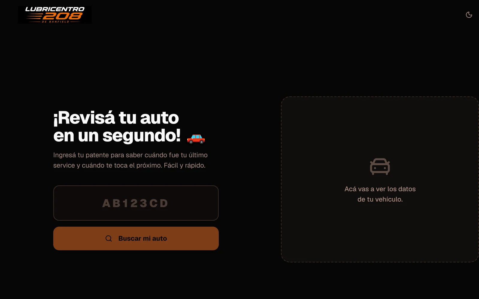 Consulta de service por patente del sistema para lubricentros